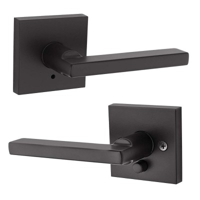 Modern Square Privacy Bathroom Interior Matte Black Zinc Bronze Door Lever Handle Lock Black Contemporary Door Handle Lock Usa